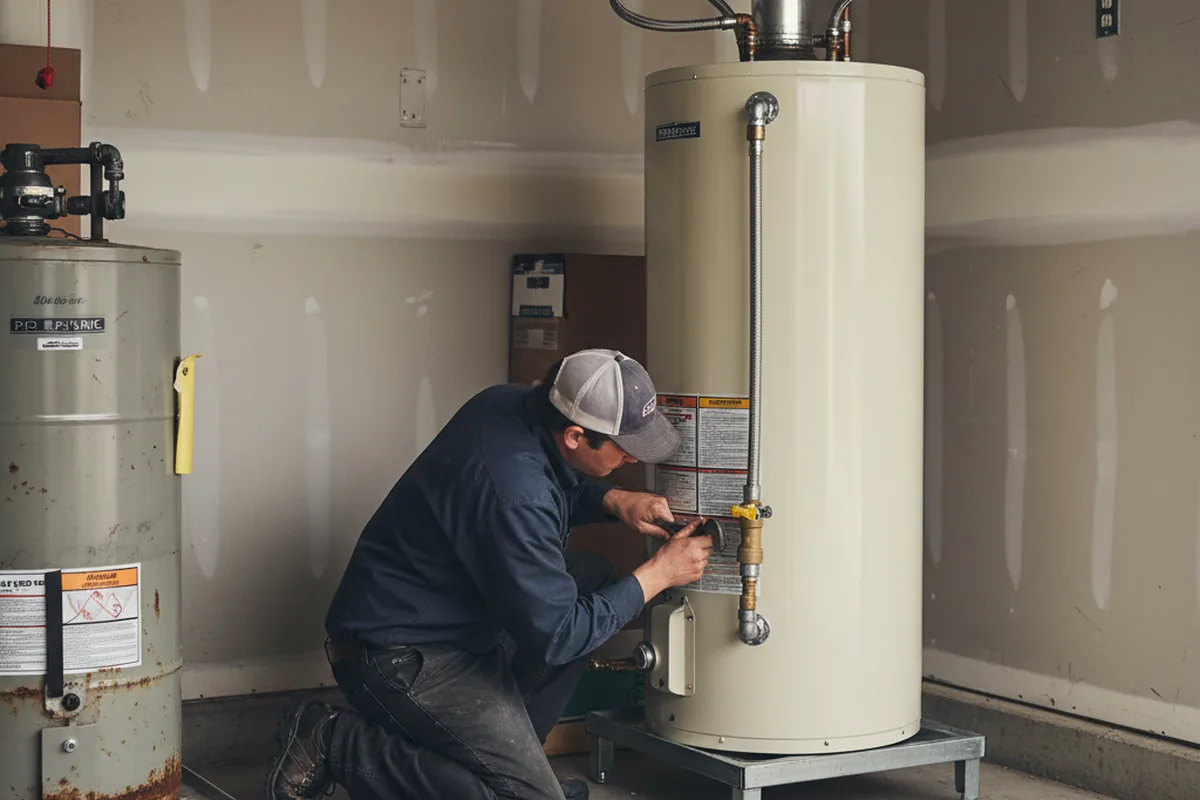Water heater and shutoff valve replacement in New London